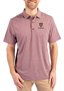 Cutter and Buck Harvard Crimson Mens Maroon Forge Stripe Short Sleeve Polo