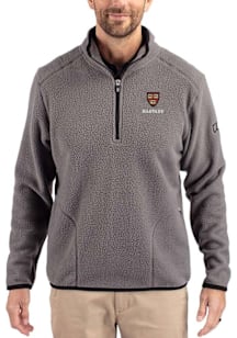 Cutter and Buck Harvard Crimson Mens Grey Cascade Sherpa Long Sleeve Qtr Zip Pullover