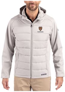 Cutter and Buck Harvard Crimson Mens Charcoal Evoke Hood Medium Weight Jacket