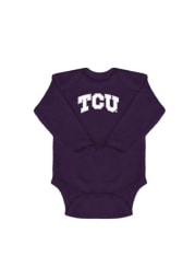TCU Horned Frogs Baby Purple Logo Long Sleeve One Piece