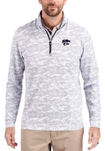 Mens K-State Wildcats Charcoal Cutter and Buck Traverse Camo Qtr Zip