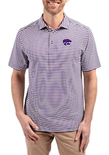 Cutter and Buck K-State Wildcats Purple Virtue Eco Pique Stripe Big and Tall Polo