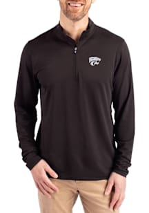 Mens K-State Wildcats Black Cutter and Buck Virtue Eco Pique Qtr Zip
