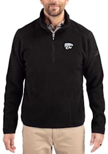 Mens K-State Wildcats Black Cutter and Buck Cascade Sherpa Qtr Zip