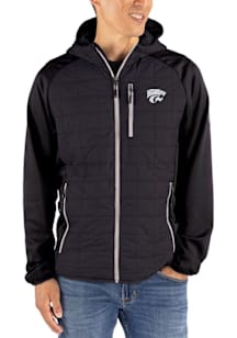 Mens K-State Wildcats Black Cutter and Buck Rainier PrimaLoft Hybrid Medium Weight Jacket