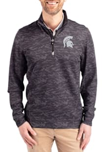 Cutter and Buck Michigan State Spartans Mens Black Traverse Camo Big and Tall Qtr Zip