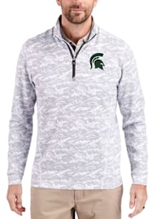 Cutter and Buck Michigan State Spartans Mens Charcoal Traverse Camo Big and Tall Qtr Zip