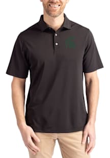 Cutter and Buck Michigan State Spartans Black Virtue Eco Pique Big and Tall Polo
