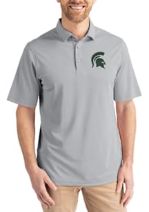 Cutter and Buck Michigan State Spartans Grey Virtue Eco Pique Big and Tall Polo