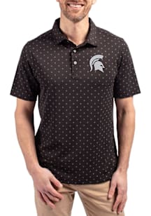 Cutter and Buck Michigan State Spartans Black Virtue Eco Pique Tile Big and Tall Polo
