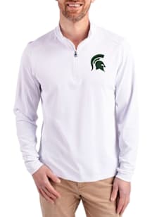 Cutter and Buck Michigan State Spartans Mens White Virtue Eco Pique Big and Tall Qtr Zip
