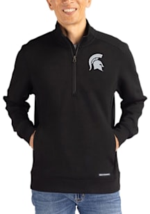 Cutter and Buck Michigan State Spartans Mens Black Roam Long Sleeve Qtr Zip Pullover