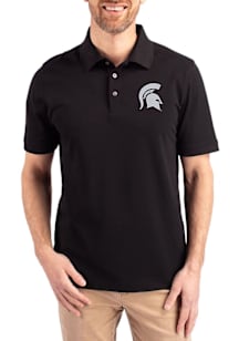 Cutter and Buck Michigan State Spartans Mens Black Advantage Short Sleeve Polo