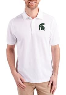 Cutter and Buck Michigan State Spartans Mens White Advantage Short Sleeve Polo