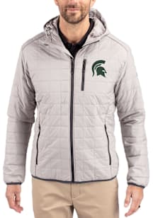 Cutter and Buck Michigan State Spartans Mens Grey Rainier PrimaLoft Hooded Filled Jacket