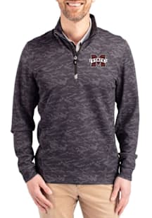 Cutter and Buck Mississippi State Bulldogs Mens Black Traverse Camo Big and Tall Qtr Zip