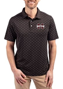 Cutter and Buck Mississippi State Bulldogs Black Virtue Eco Pique Tile Big and Tall Polo