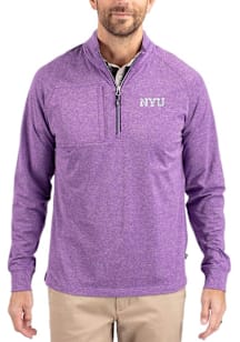 Cutter and Buck NYU Violets Mens Purple Adapt Eco Long Sleeve Qtr Zip Pullover