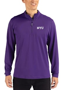 Cutter and Buck NYU Violets Mens Purple Virtue Eco Pique Long Sleeve Qtr Zip Pullover