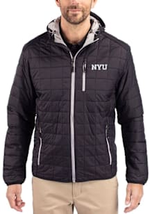 Cutter and Buck NYU Violets Mens Black Rainier PrimaLoft Hooded Filled Jacket