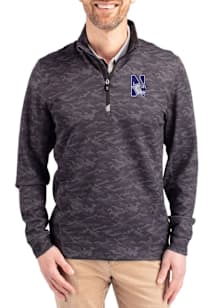 Cutter and Buck Northwestern Wildcats Mens Black Traverse Camo Big and Tall Qtr Zip