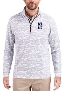 Cutter and Buck Northwestern Wildcats Mens Charcoal Traverse Camo Big and Tall Qtr Zip