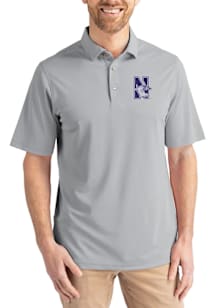 Cutter and Buck Northwestern Wildcats Grey Virtue Eco Pique Big and Tall Polo