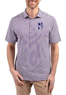 Cutter and Buck Northwestern Wildcats Purple Virtue Eco Pique Stripe Big and Tall Polo