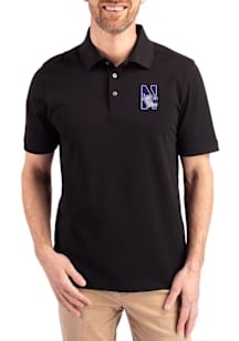 Cutter and Buck Northwestern Wildcats Mens Black Advantage Short Sleeve Polo