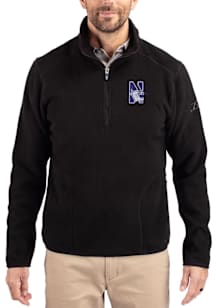 Cutter and Buck Northwestern Wildcats Mens Black Cascade Sherpa Long Sleeve Qtr Zip Pullover