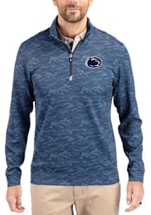 Cutter and Buck Penn State Nittany Lions Mens Navy Blue Traverse Camo Big and Tall Qtr Zip