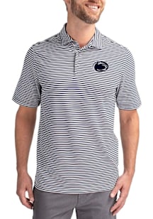 Cutter and Buck Penn State Nittany Lions Navy Blue Virtue Eco Pique Stripe Big and Tall Polo