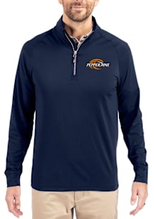 Cutter and Buck Pepperdine Waves Mens Navy Blue Adapt Eco Knit Long Sleeve Qtr Zip Pullover