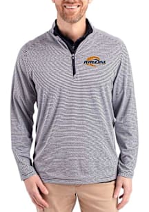 Cutter and Buck Pepperdine Waves Mens Navy Blue Virtue Eco Pique Micro Stripe Long Sleeve Qtr Zip..