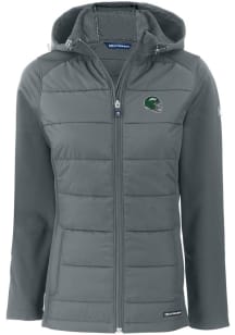 Cutter and Buck New York Jets Womens Grey Helmet Evoke Hood Heavy Weight Jacket