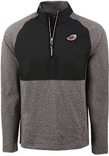 Cutter and Buck Akron RubberDucks Mens Black Adapt Eco Hybrid Long Sleeve Qtr Zip Pullover