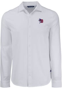 Cutter and Buck Buffalo Bisons Mens White Advantage Soft Pique Long Sleeve Dress Shirt