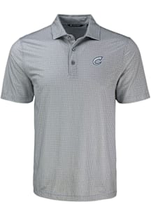 Cutter and Buck Columbus Clippers Mens Grey Pike Shadow Check Short Sleeve Polo
