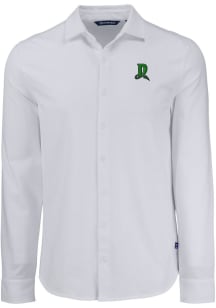 Cutter and Buck Dayton Dragons Mens White Advantage Soft Pique Long Sleeve Dress Shirt