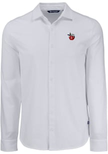 Cutter and Buck Fort Wayne TinCaps Mens White Advantage Soft Pique Long Sleeve Dress Shirt