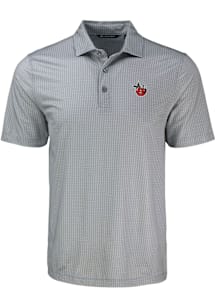 Cutter and Buck Fort Wayne TinCaps Mens Grey Pike Shadow Check Short Sleeve Polo