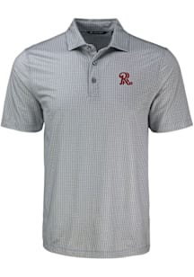 Cutter and Buck Frisco Rough Riders Mens Grey Pike Shadow Check Short Sleeve Polo