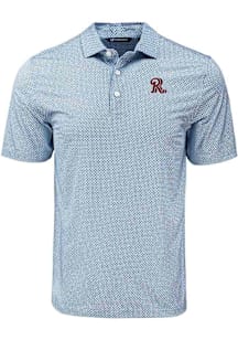 Cutter and Buck Frisco Rough Riders Mens Navy Blue Pike Diamond Dot Short Sleeve Polo