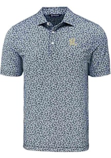 Cutter and Buck Frisco Rough Riders Mens Navy Blue Pike Flora Short Sleeve Polo