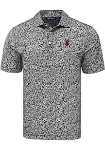 Cutter and Buck Indianapolis Indians Mens Black Pike Flora Short Sleeve Polo