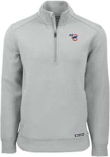 Cutter and Buck Iowa Cubs Mens Grey Roam Long Sleeve Qtr Zip Pullover