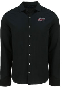 Cutter and Buck Lansing Lugnuts Mens Black Advantage Soft Pique Long Sleeve Dress Shirt