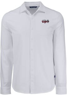 Cutter and Buck Lansing Lugnuts Mens White Advantage Soft Pique Long Sleeve Dress Shirt