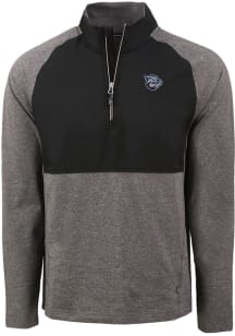 Cutter and Buck Lehigh Valley Ironpigs Mens Black Adapt Eco Hybrid Long Sleeve Qtr Zip Pullover