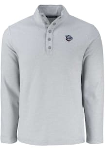 Cutter and Buck Lehigh Valley Ironpigs Mens Grey Hunts Point Long Sleeve Qtr Zip Pullover